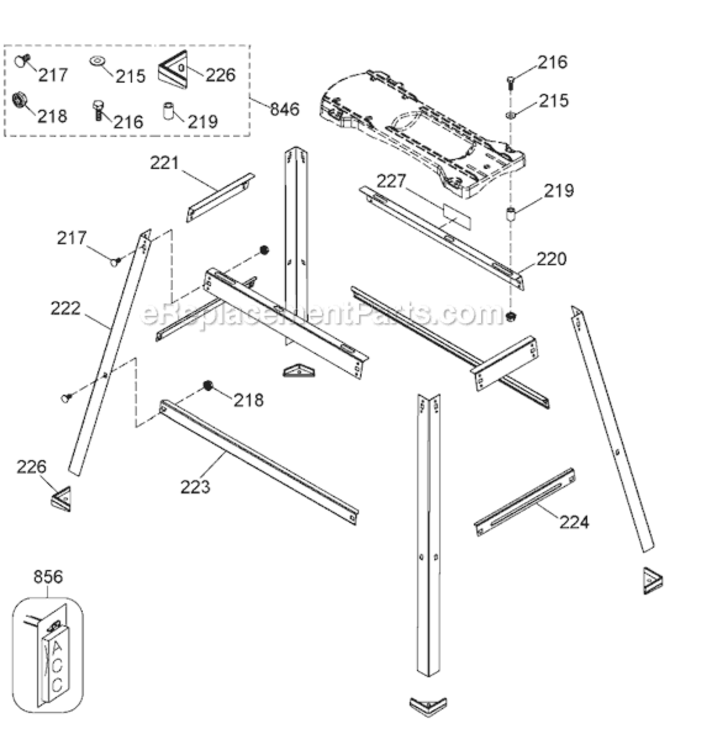 Page B Diagram and Parts List for PCB370SS Type 1 Porter Cable Scroll Saw